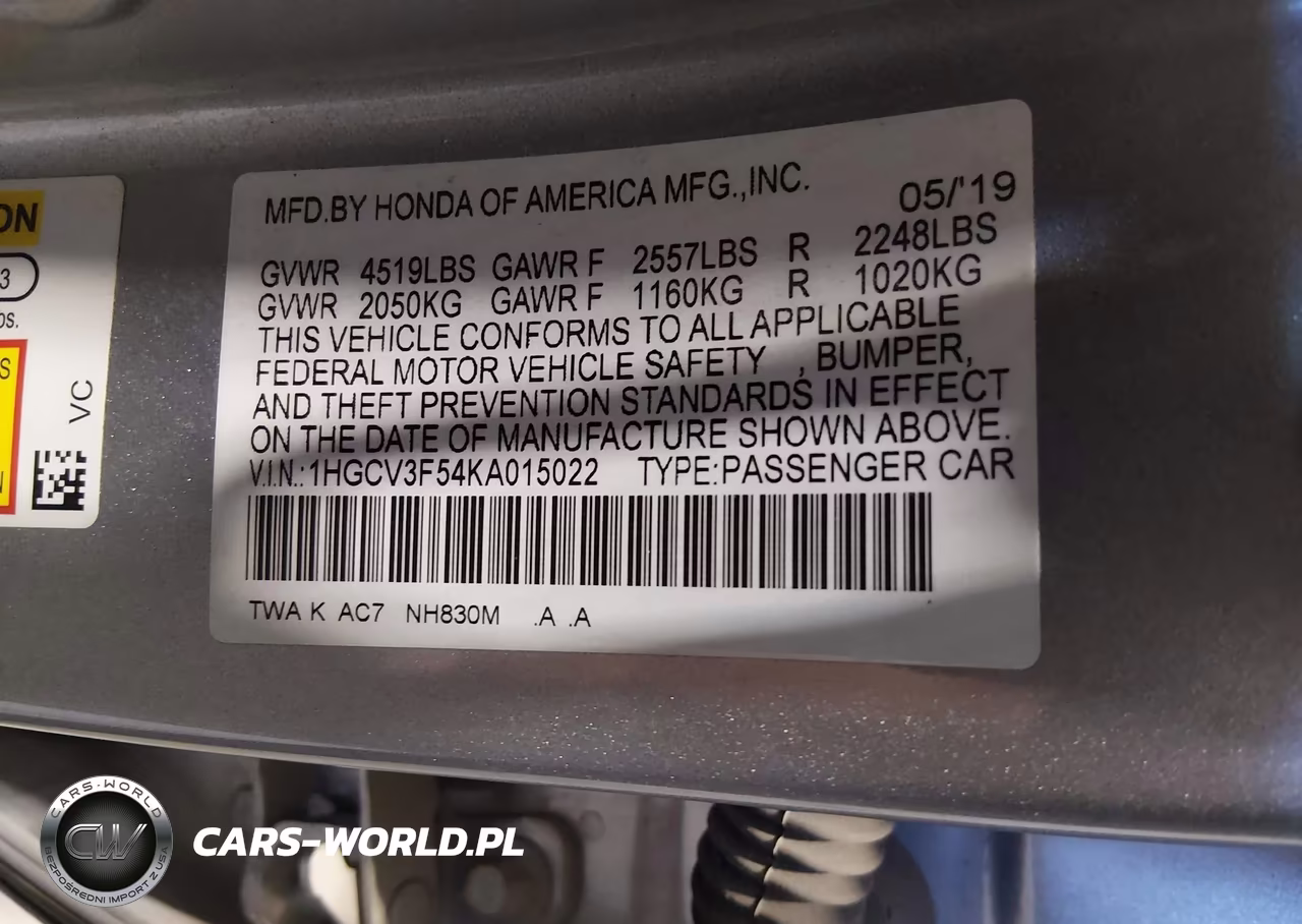 2019 Honda Accord Hybrid Ex-L VIN:1HGCV3F54KA015022 - 9