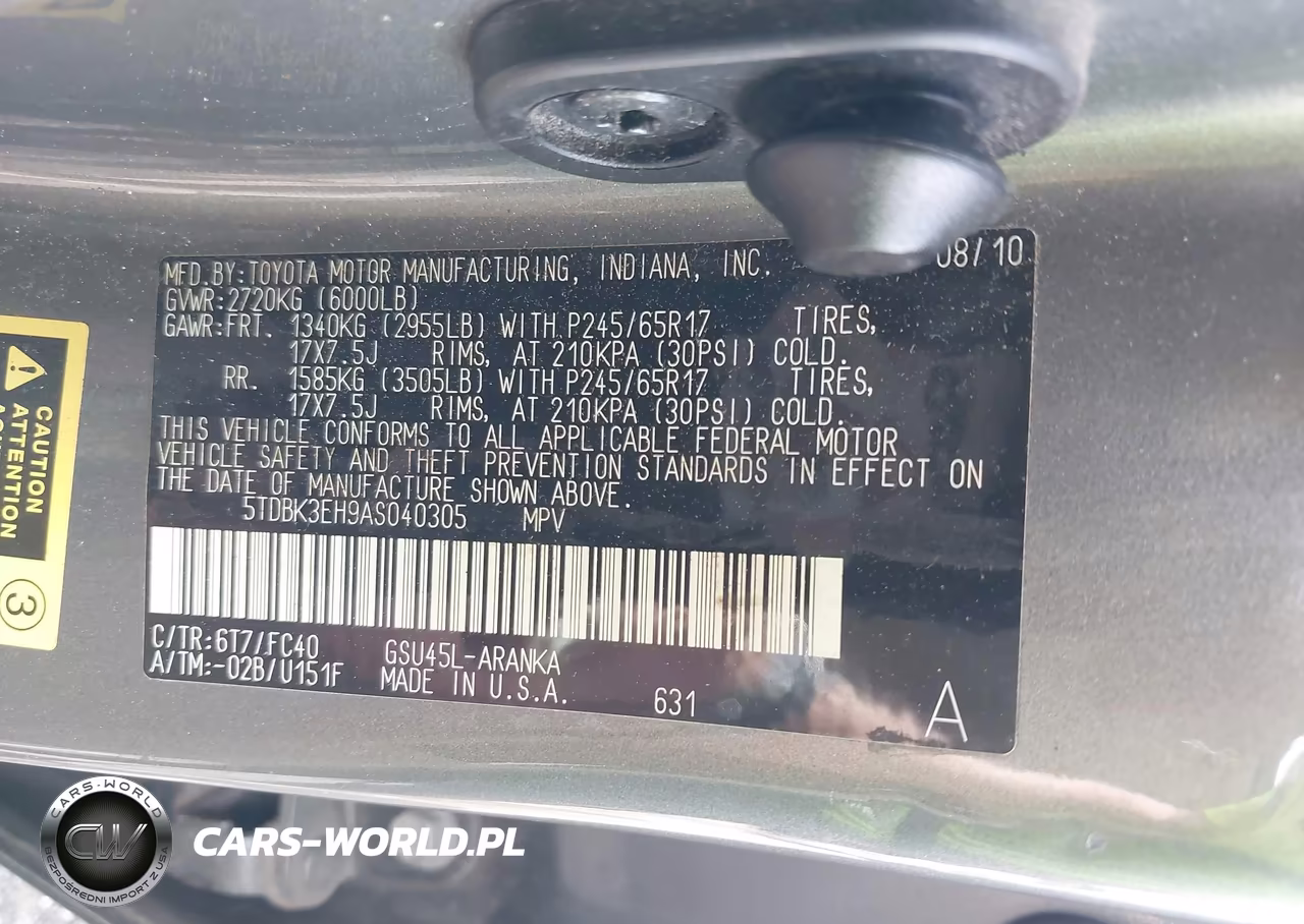 2010 Toyota Highlander Base V6 VIN:5TDBK3EH9AS040305 - 9