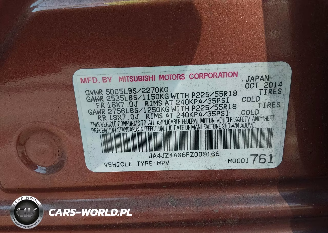 2015 Mitsubishi Outlander Gt VIN:JA4JZ4AX6FZ009166 - 9