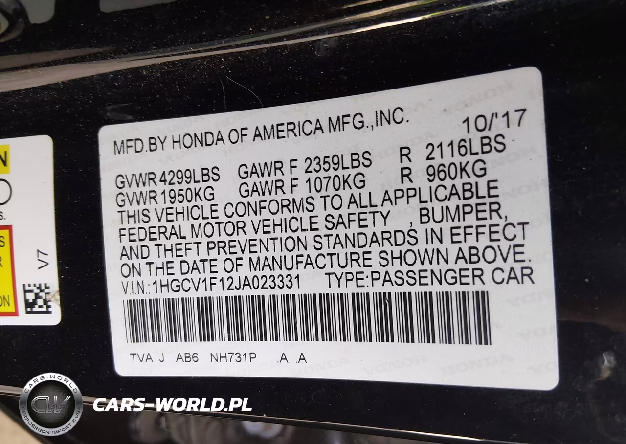 2018 Honda Accord Lx VIN:1HGCV1F12JA023331 - 9