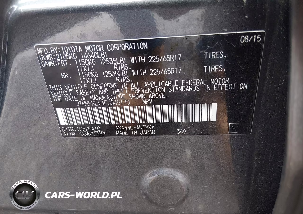 2015 Toyota Rav4 Xle VIN:JTMRFREV4FJ045170 - 9
