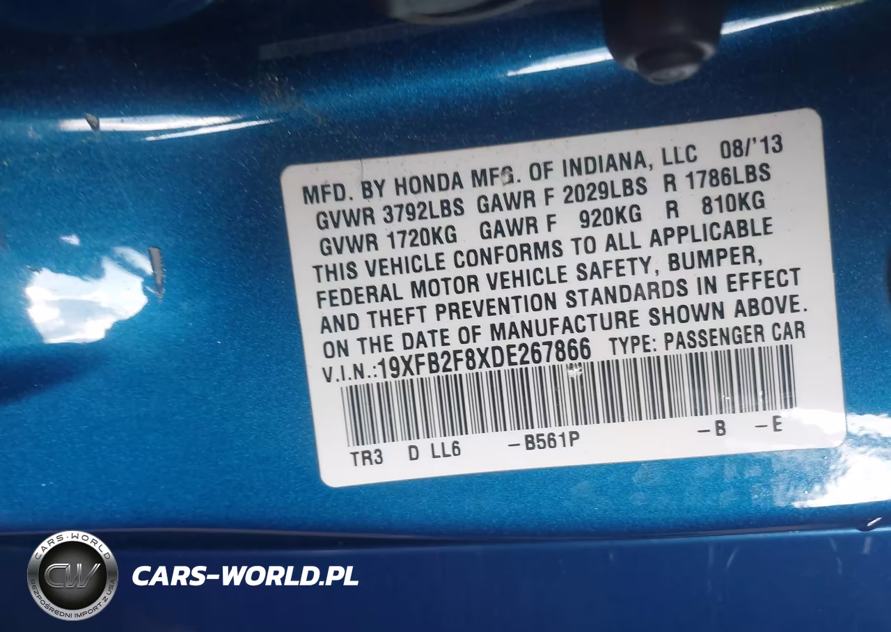 2013 Honda Civic Ex VIN:19XFB2F8XDE267866 - 9