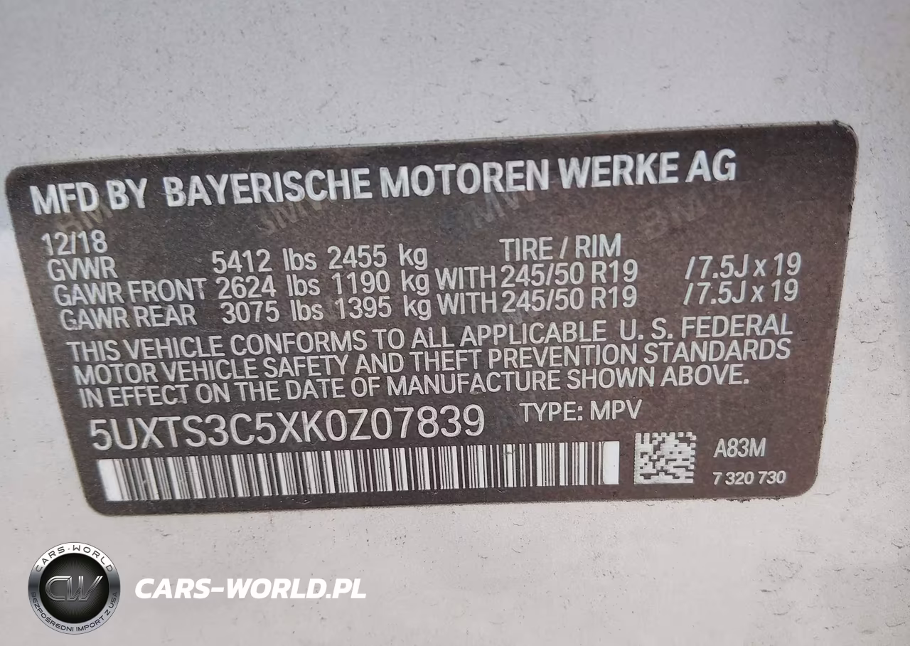 2019 BMW X3 M40I VIN:5UXTS3C5XK0Z07839 - 9