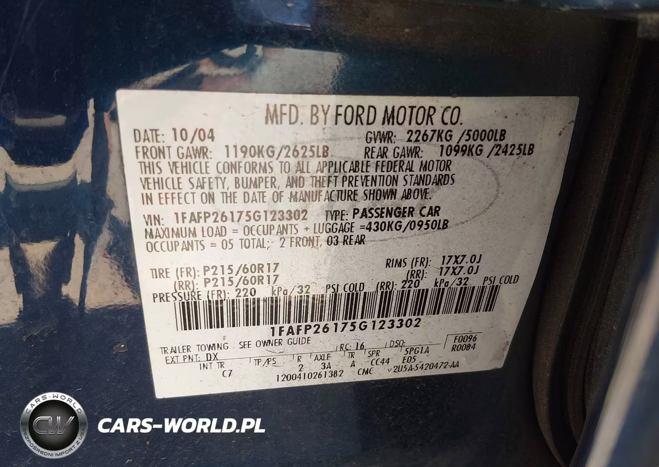 2005 Ford Five Hundred Se VIN:1FAFP26175G123302 - 9
