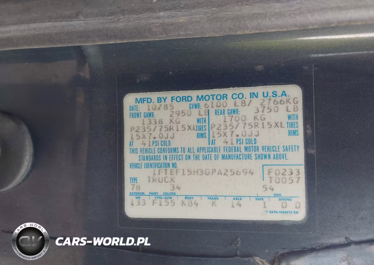 1986 Ford F150 VIN:1FTEF15H3GPA25694 - 9