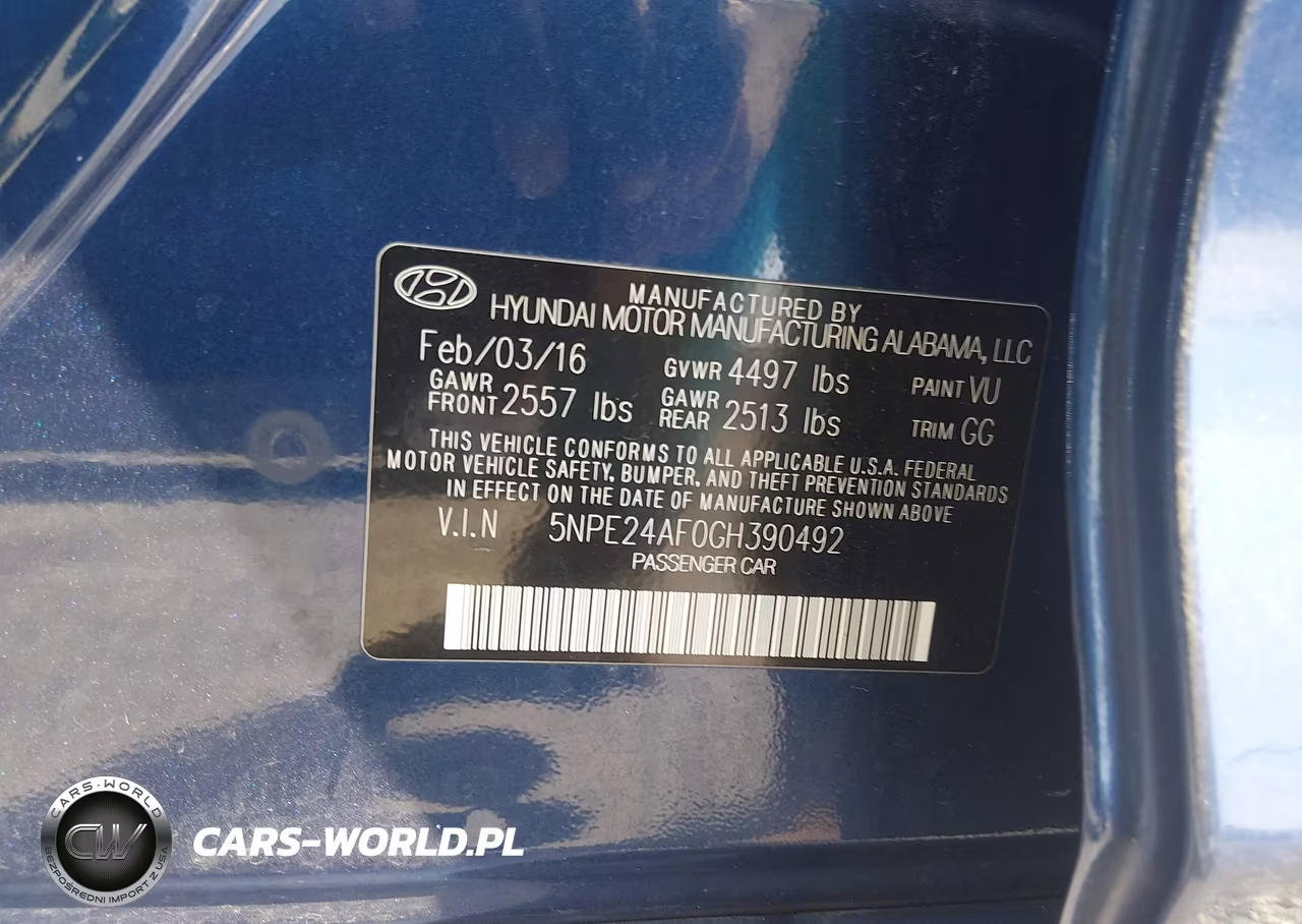 2016 Hyundai Sonata Se VIN:5NPE24AF0GH390492 - 9