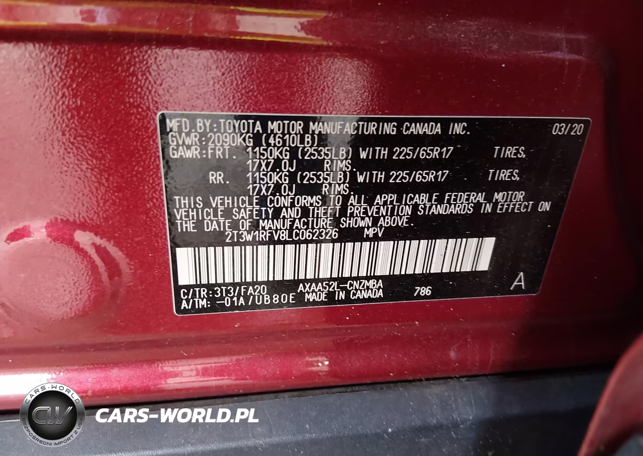 2020 Toyota Rav4 Xle VIN:2T3W1RFV8LC062326 - 9