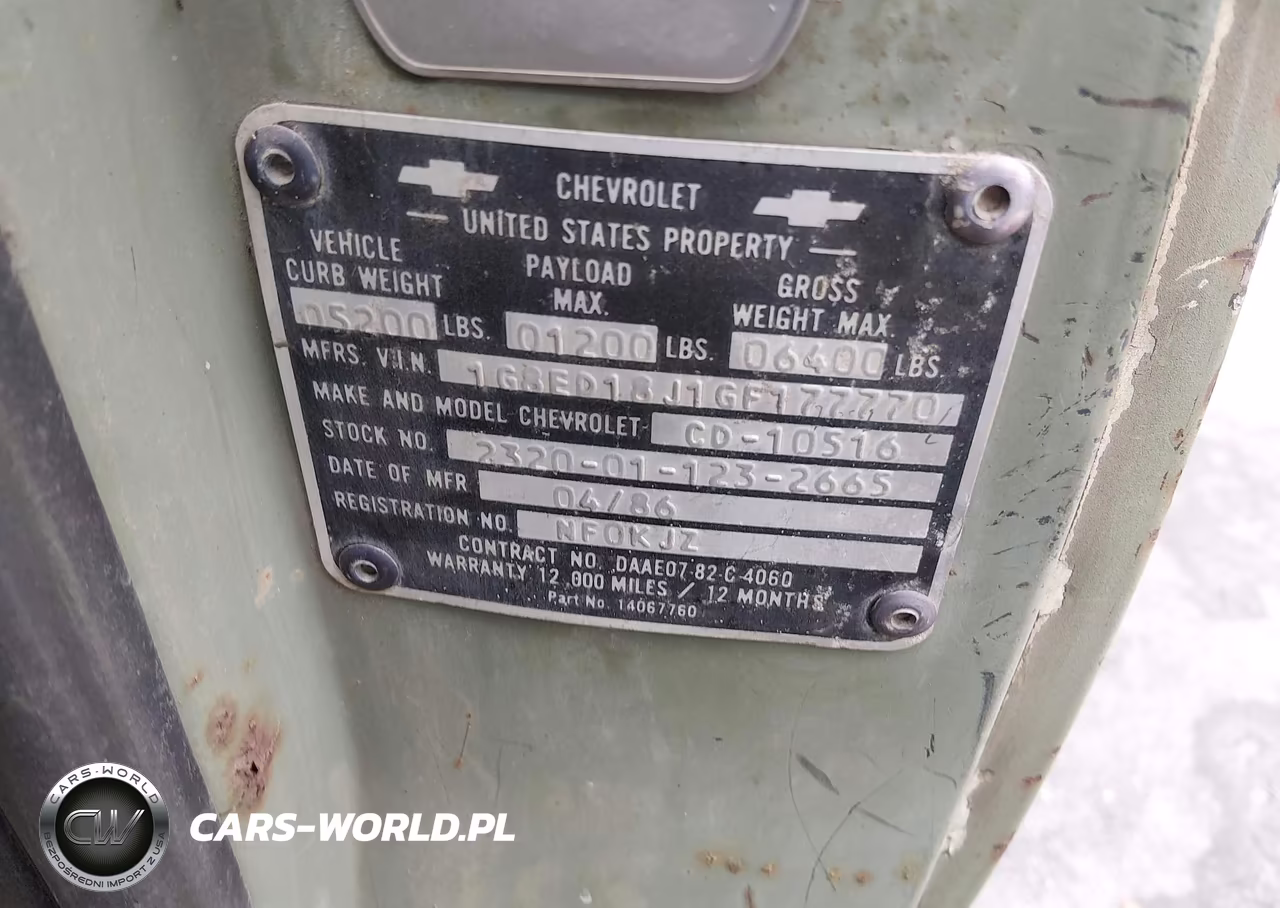 1986 Chevrolet D10 Military Blazer VIN:1G8ED18J1GF177770 - 9