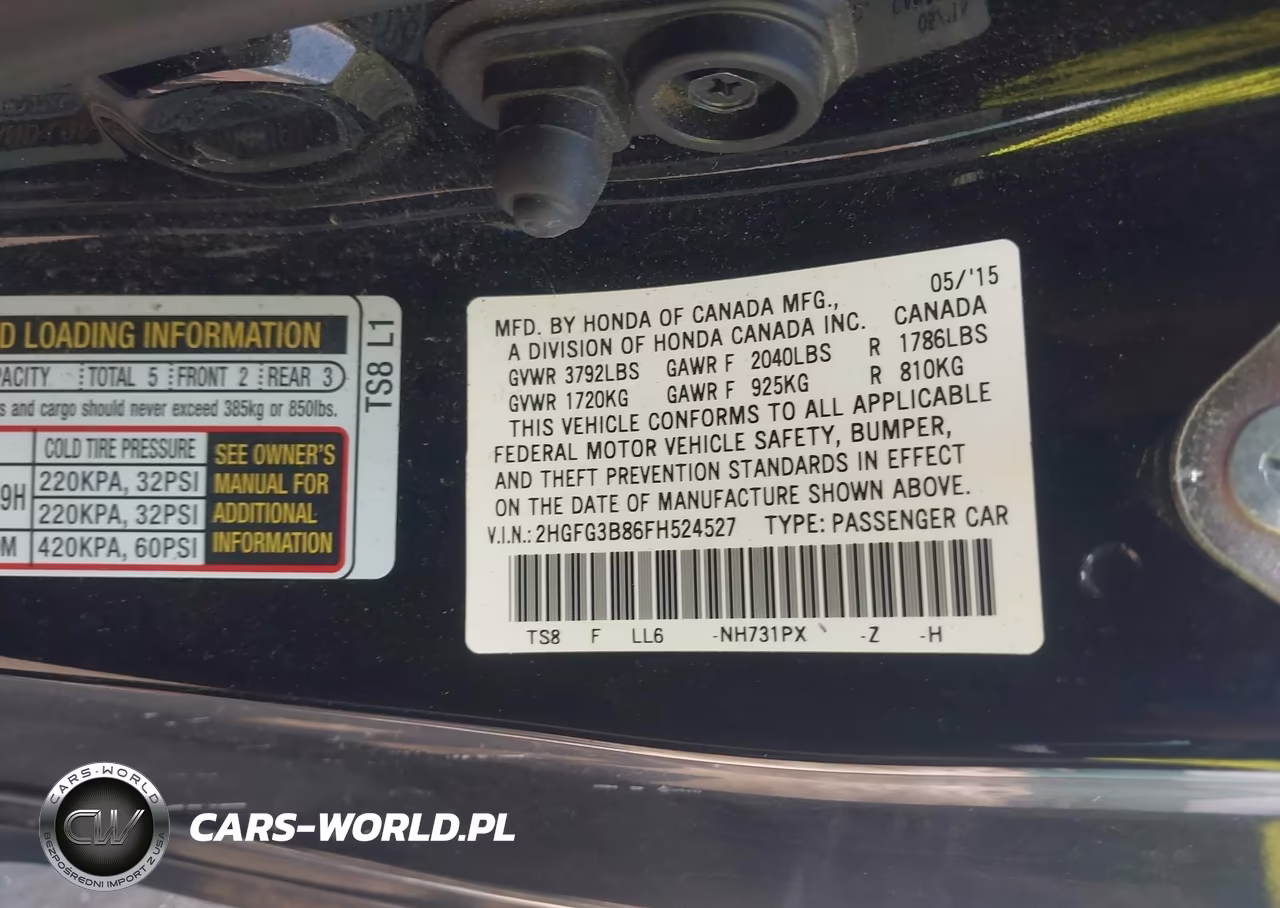2015 Honda Civic Ex VIN:2HGFG3B86FH524527 - 9