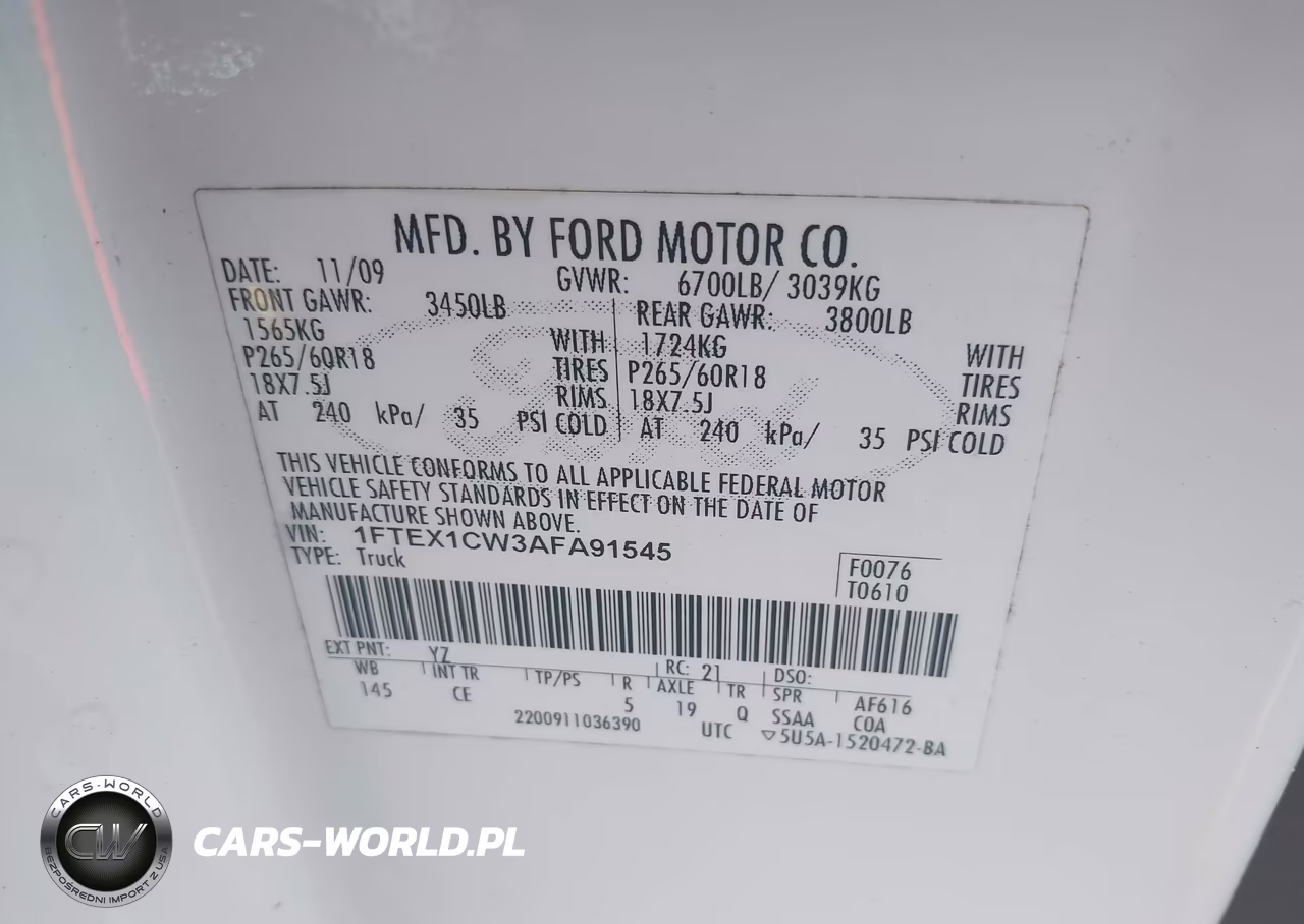 2010 Ford F-150 Stx-Xl VIN:1FTEX1CW3AFA91545 - 9