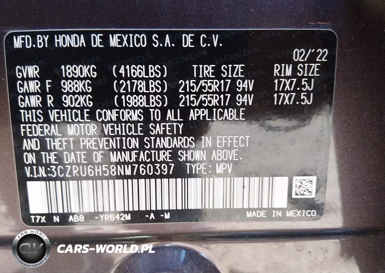 2022 Honda Hr-V Awd Ex VIN:3CZRU6H58NM760397 - 9