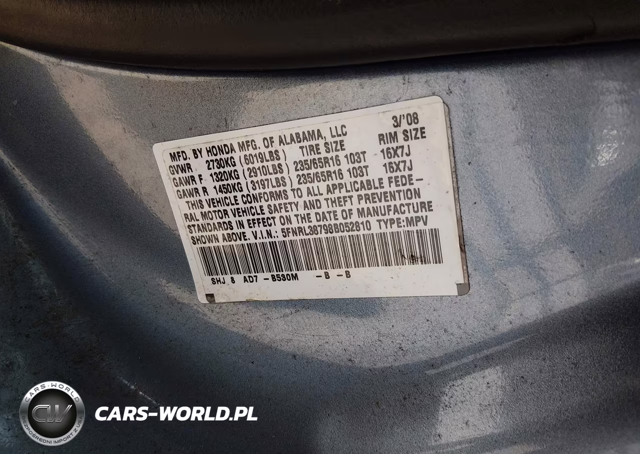 2008 Honda Odyssey Ex-L VIN:5FNRL38798B052810 - 9