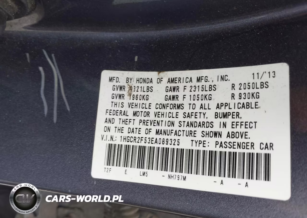 2014 Honda Accord Sport VIN:1HGCR2F53EA089325 - 9