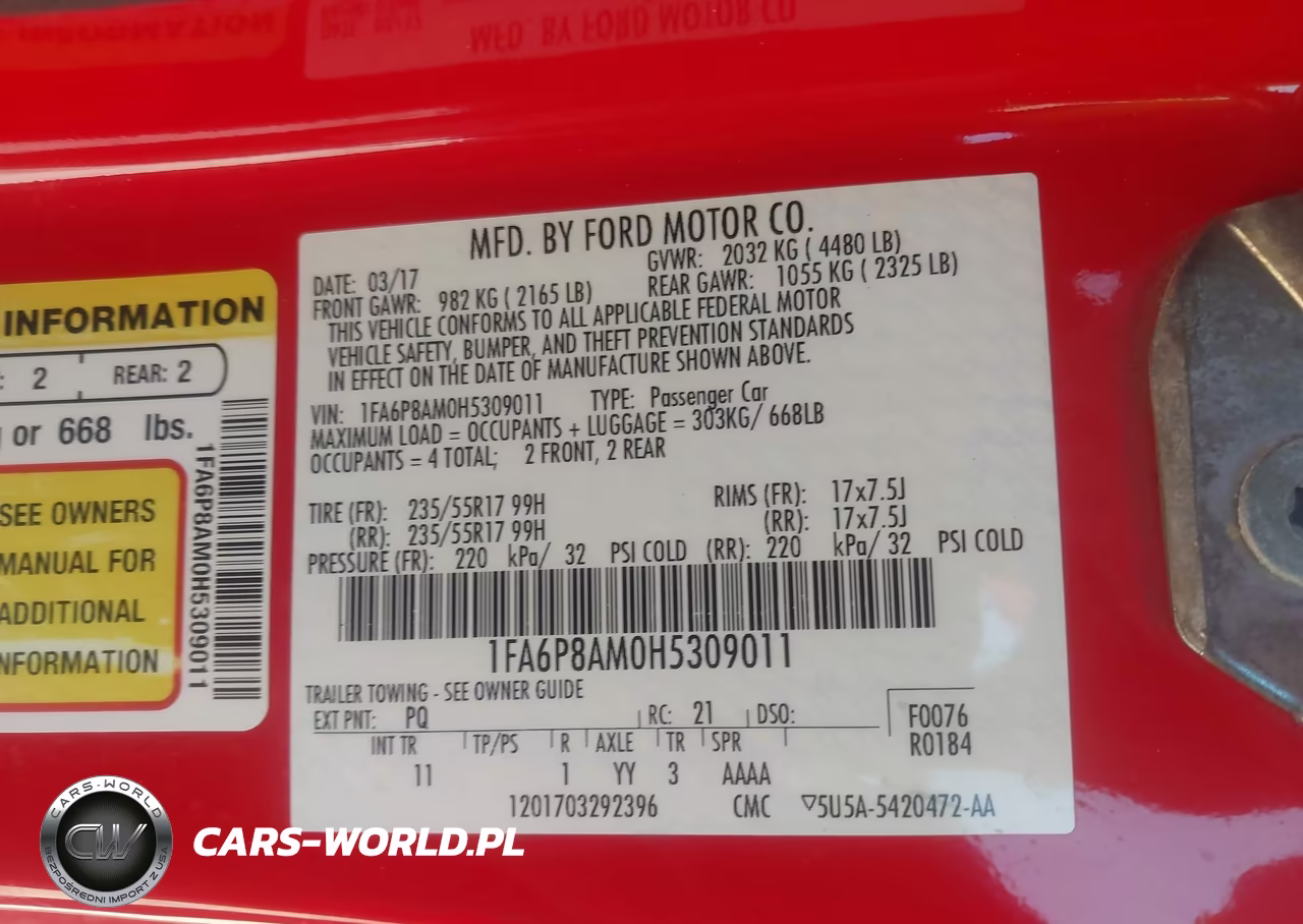 2017 Ford Mustang V6 VIN:1FA6P8AM0H5309011 - 9