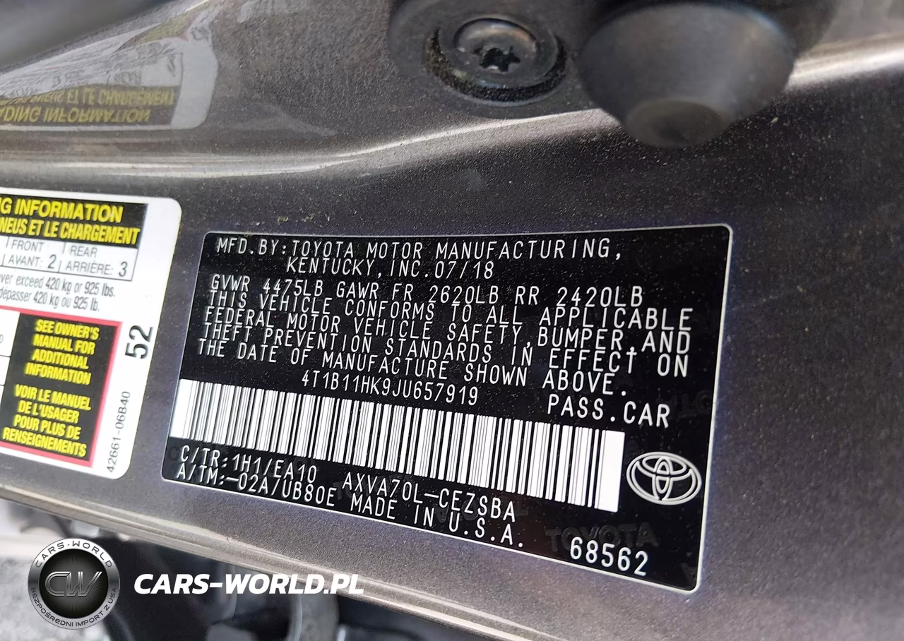 2018 Toyota Camry Se VIN:4T1B11HK9JU657919 - 7