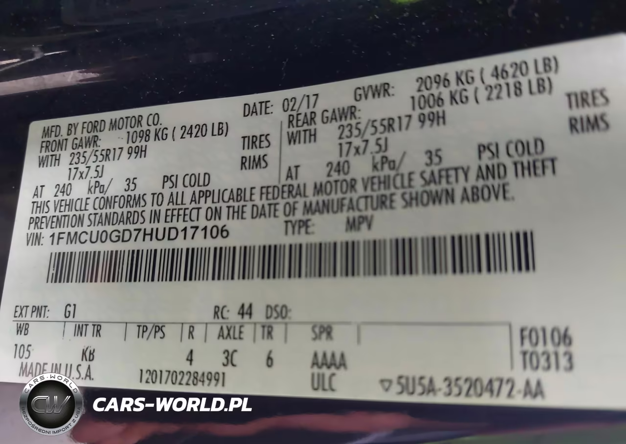 2017 Ford Escape Se VIN:1FMCU0GD7HUD17106 - 9