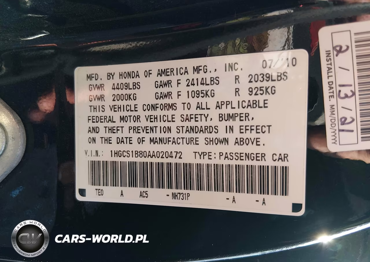 2010 Honda Accord Cpe 2.4 Ex-L-Ex-L VIN:1HGCS1B80AA020472 - 9