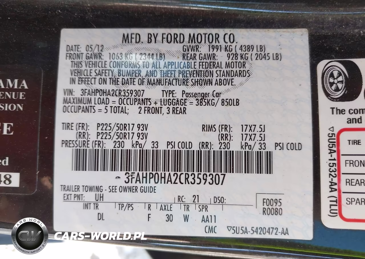2012 Ford Fusion Se VIN:3FAHP0HA2CR359307 - 9
