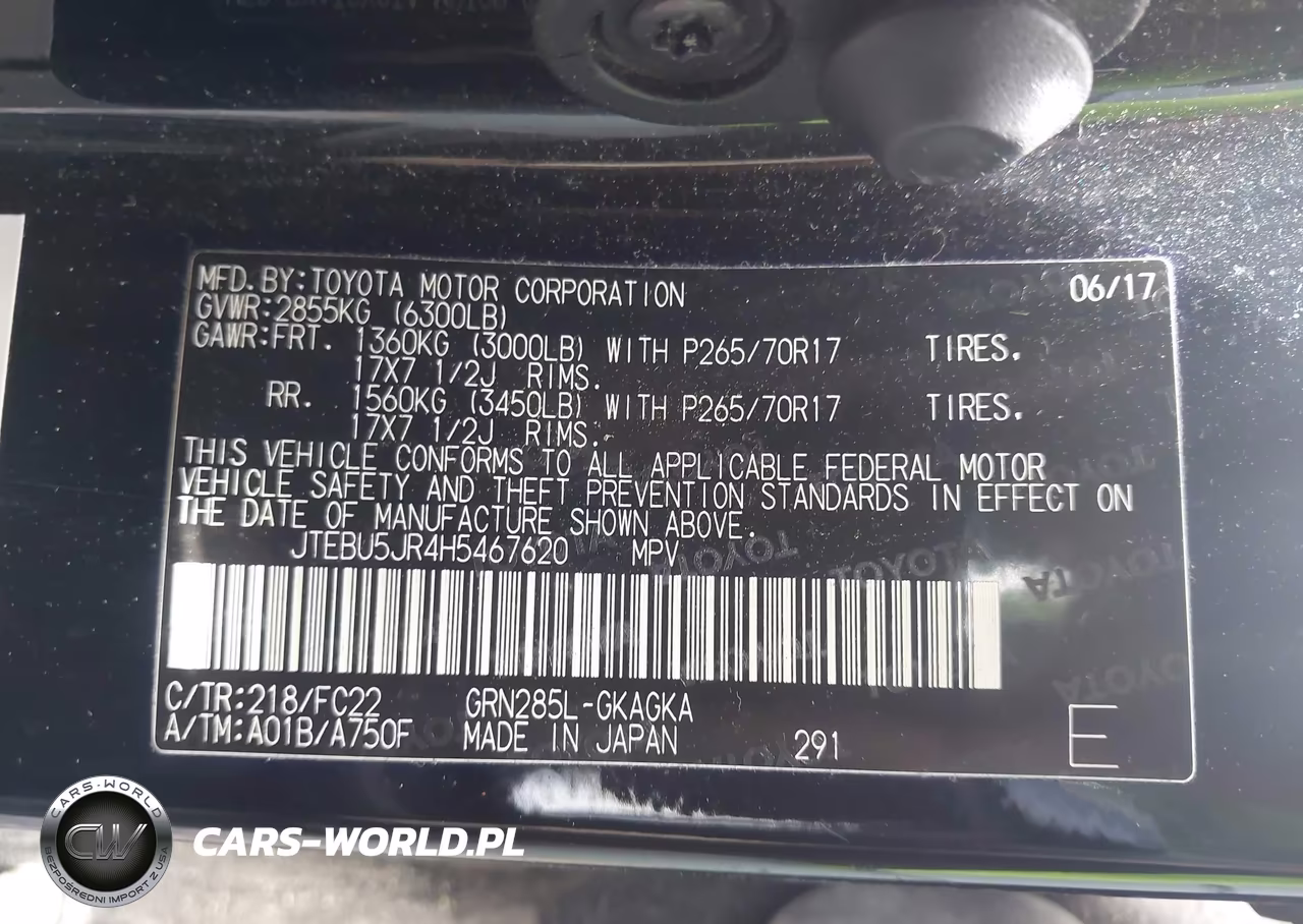2017 Toyota 4Runner Trd Off Road VIN:JTEBU5JR4H5467620 - 9