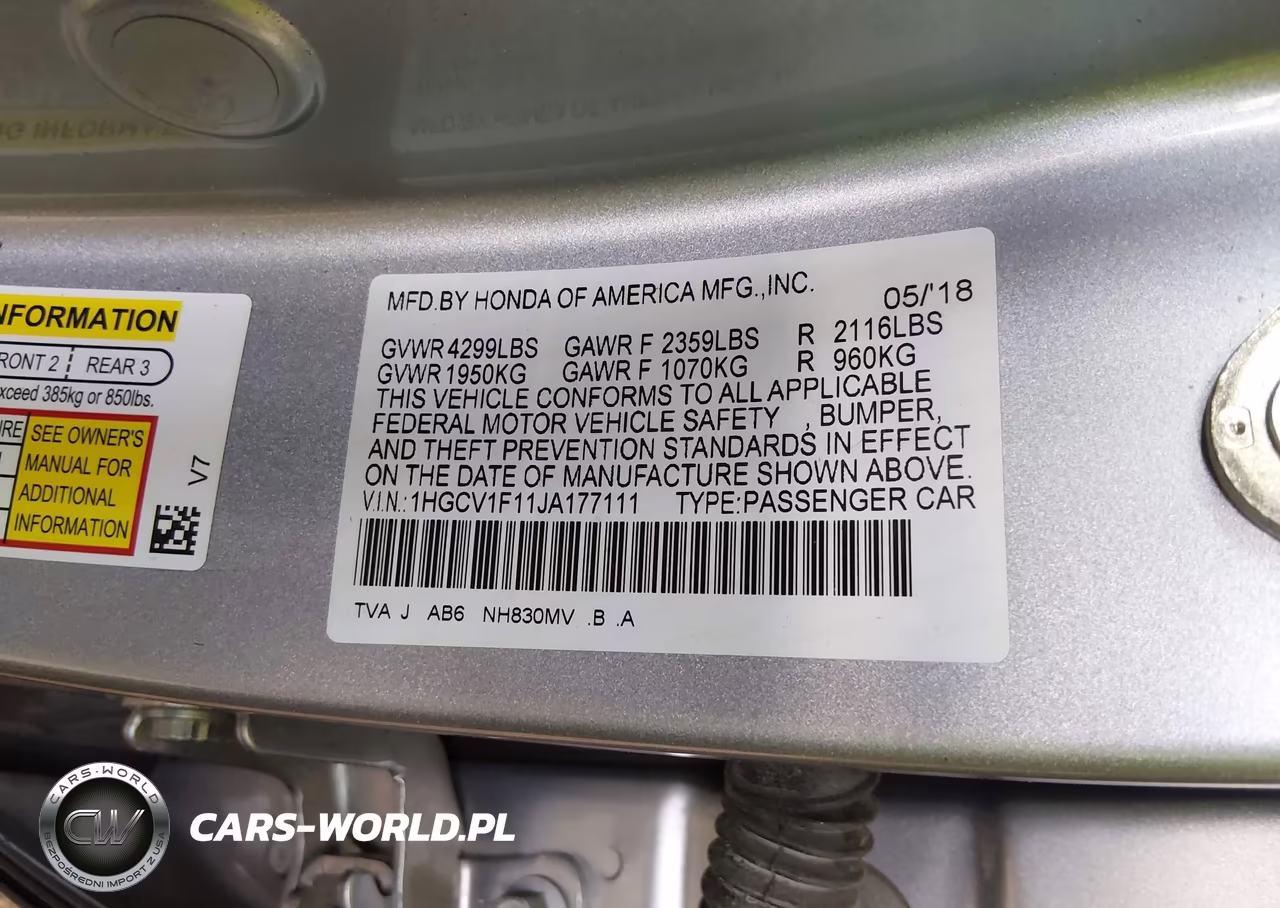 2018 Honda Accord Lx VIN:1HGCV1F11JA177111 - 9