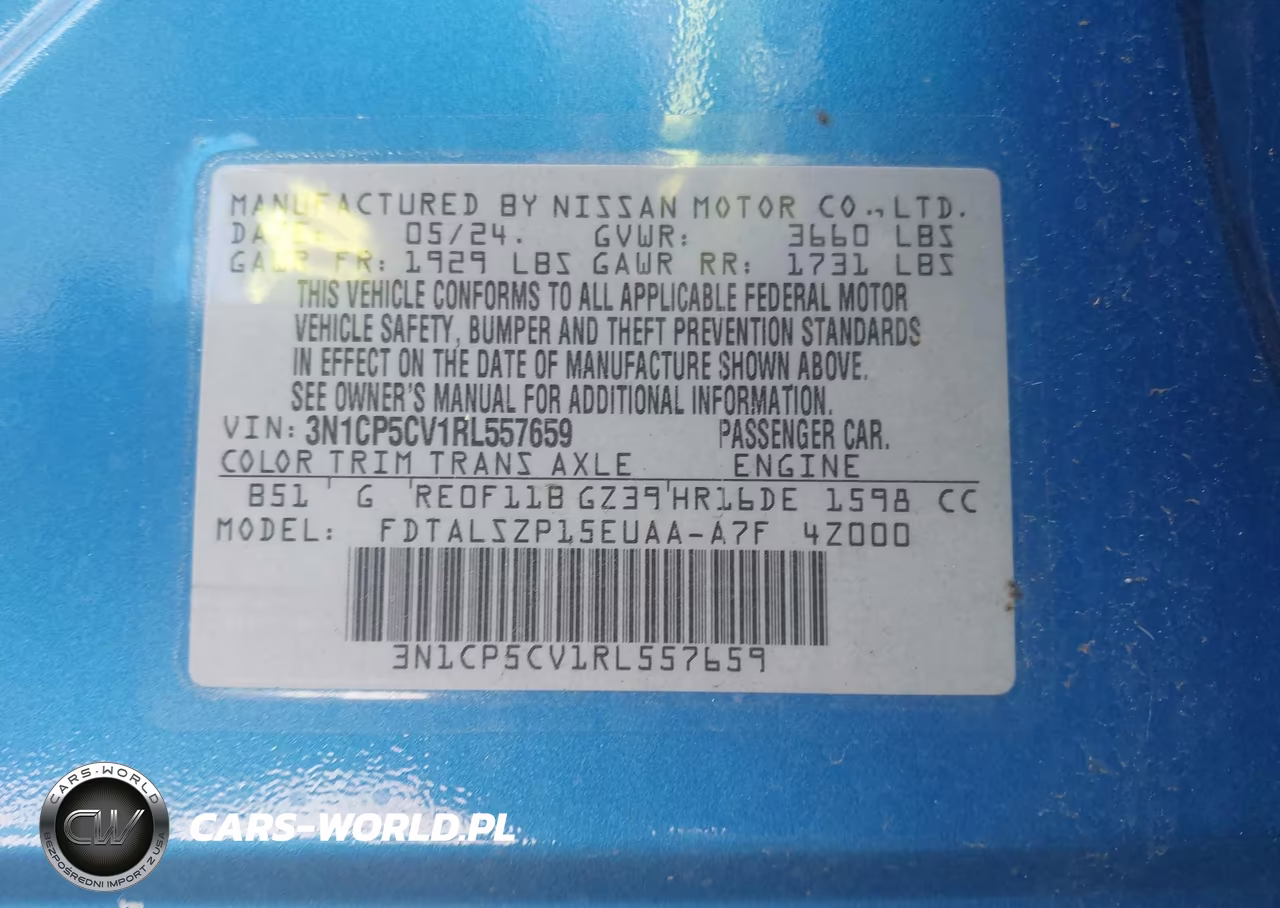 2024 Nissan Kicks Sv Xtronic Cvt VIN:3N1CP5CV1RL557659 - 9