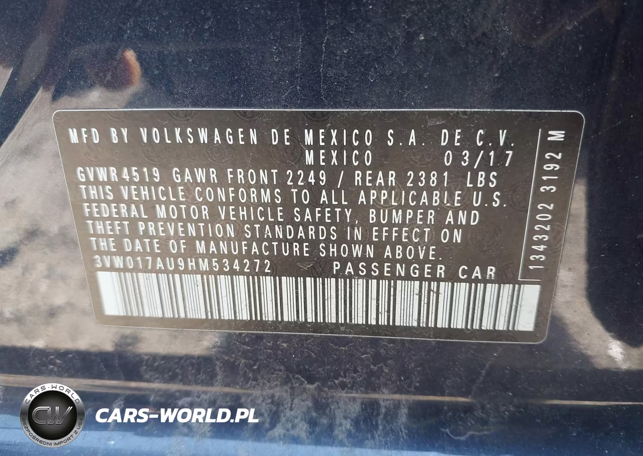 2017 Volkswagen Golf Sportwagen Tsi S VIN:3VW017AU9HM534272 - 9