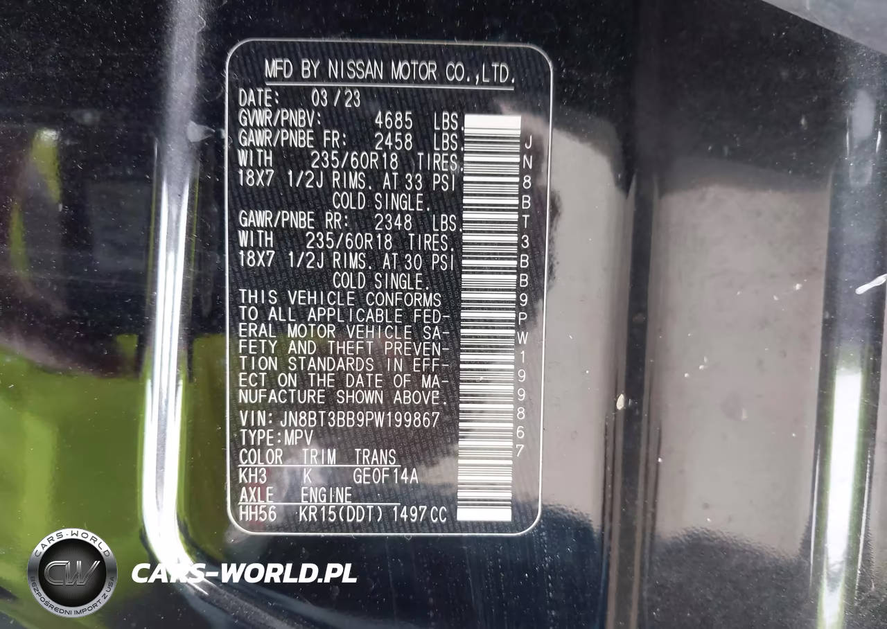 2023 Nissan Rogue Sv Intelligent Awd VIN:JN8BT3BB9PW199867 - 9