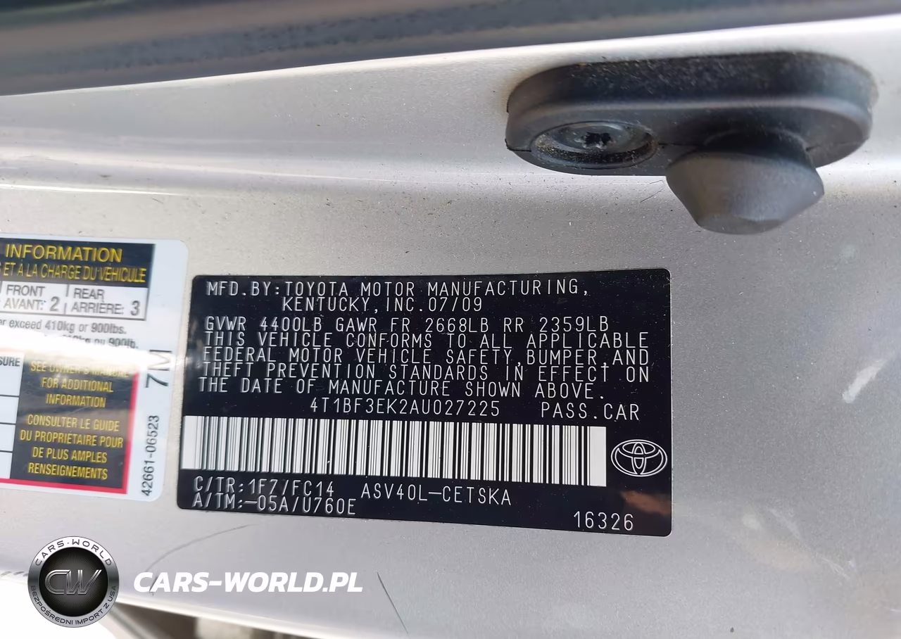 2010 Toyota Camry Se VIN:4T1BF3EK2AU027225 - 9