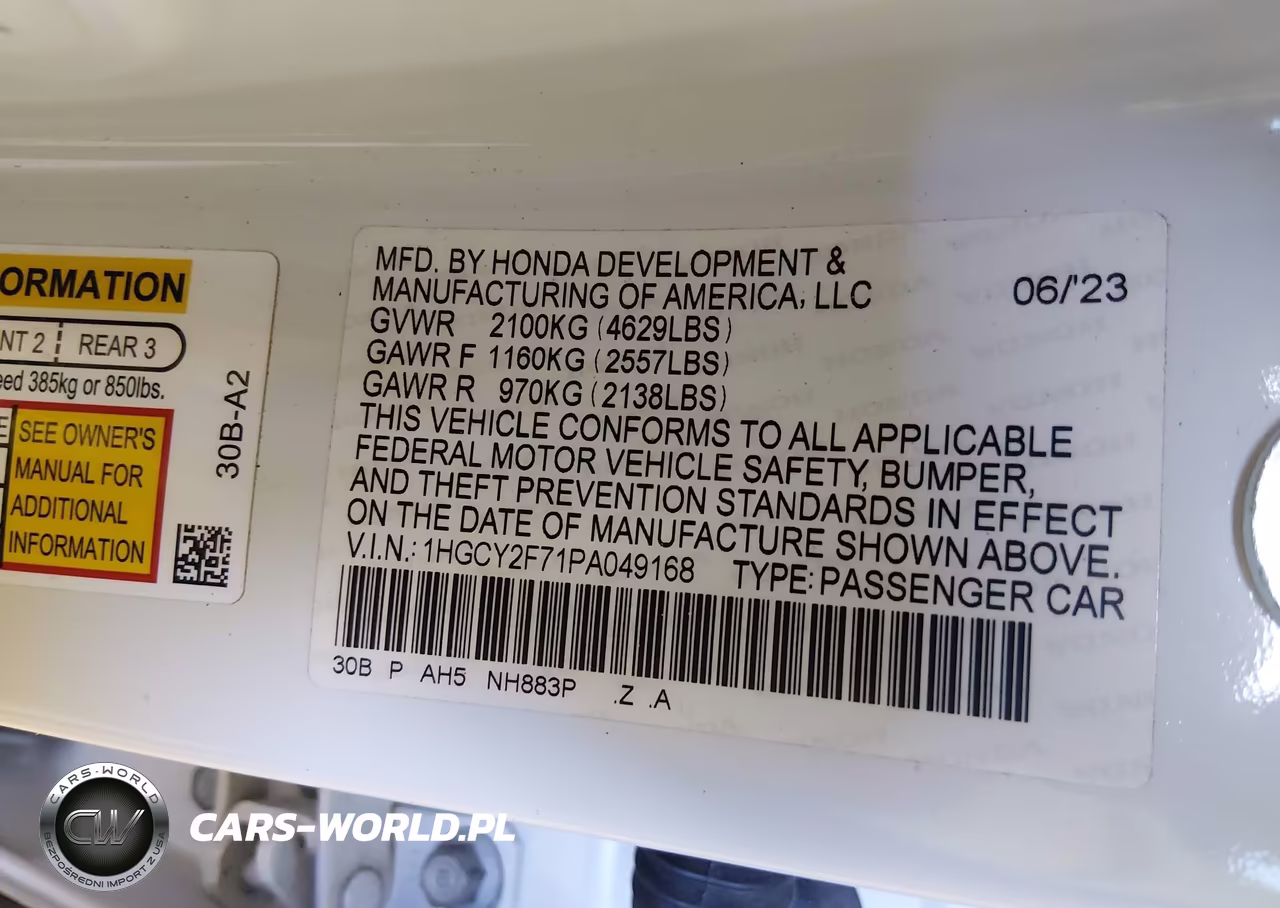 2023 Honda Accord Hybrid Sport-L VIN:1HGCY2F71PA049168 - 9