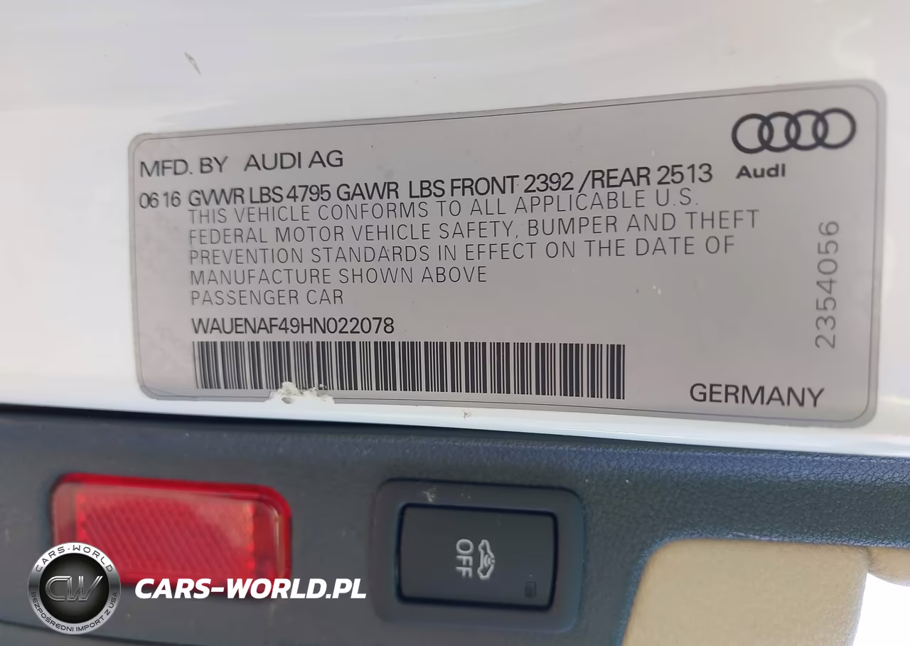 2017 Audi A4 Premium Plus VIN:WAUENAF49HN022078 - 9