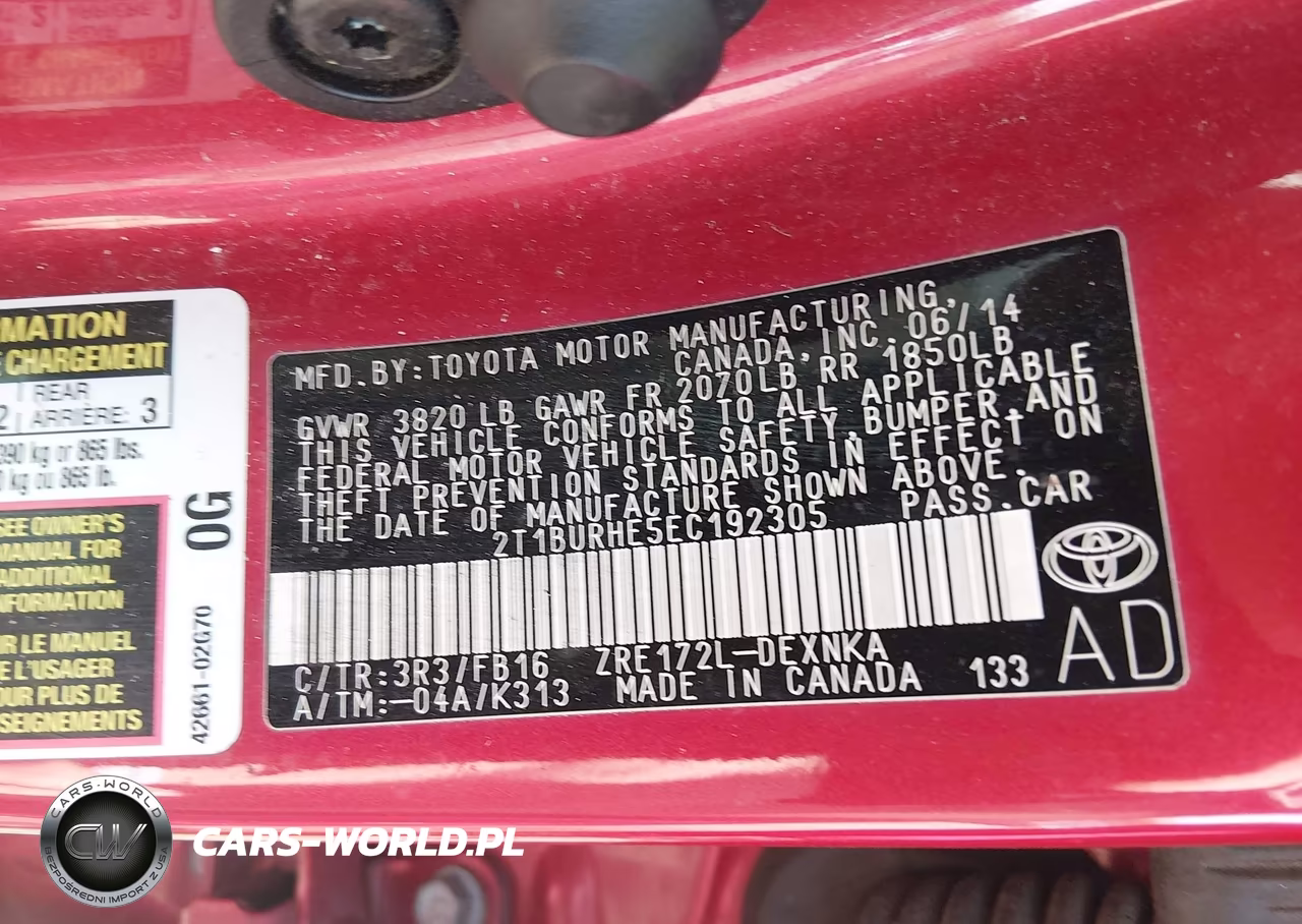 2014 Toyota Corolla Le VIN:2T1BURHE5EC192305 - 9