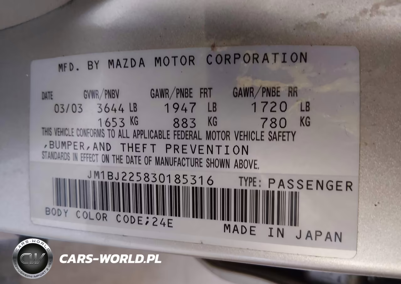 2003 Mazda Protege Dx-Es-Lx VIN:JM1BJ225830185316 - 9