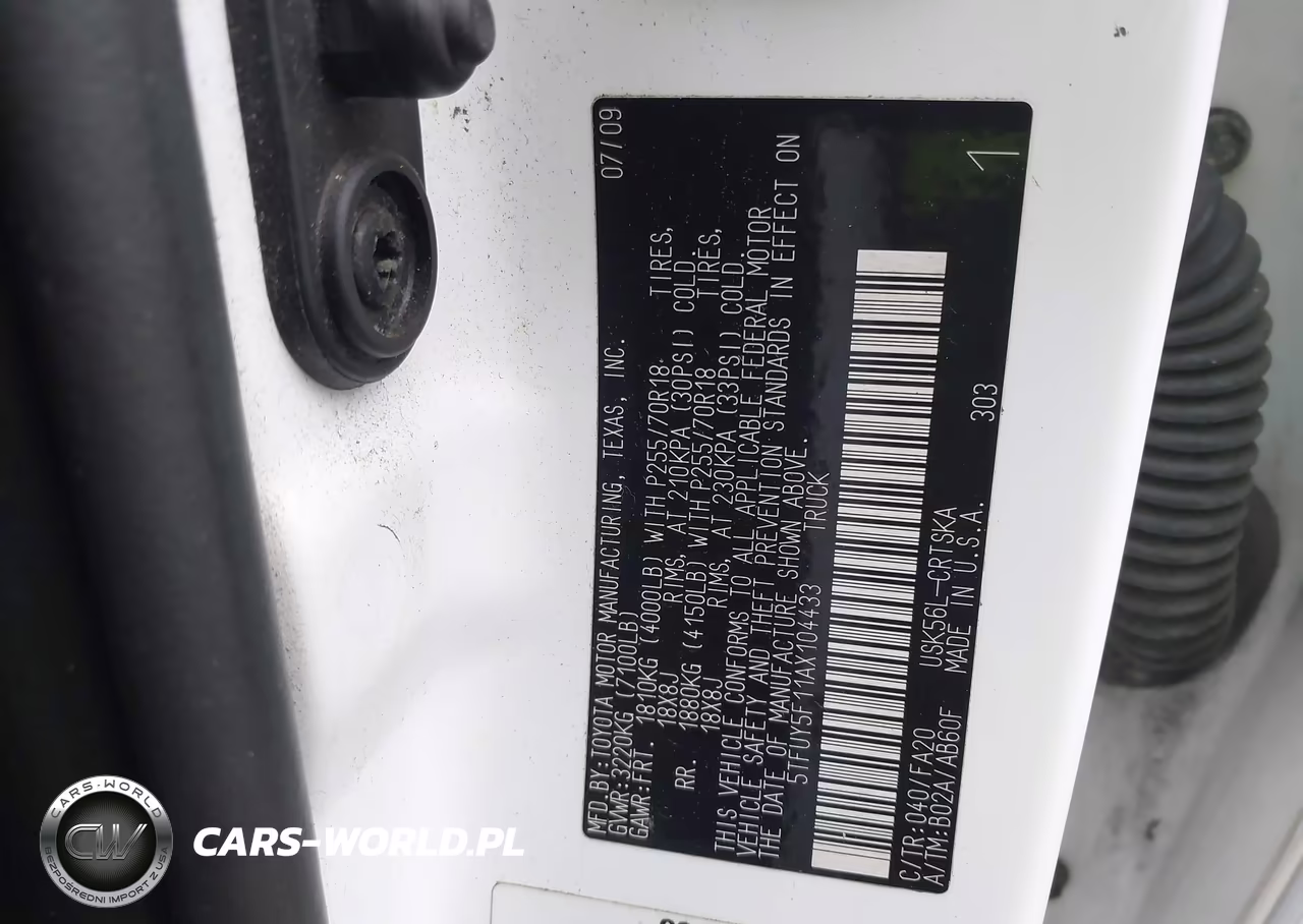 2010 Toyota Tundra Grade 5.7L V8 VIN:5TFUY5F11AX104433 - 9