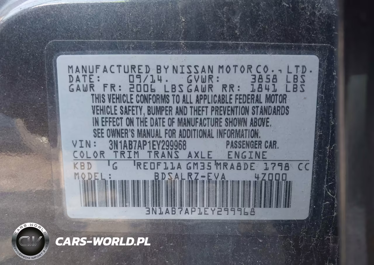 2014 Nissan Sentra Sr VIN:3N1AB7AP1EY299968 - 9