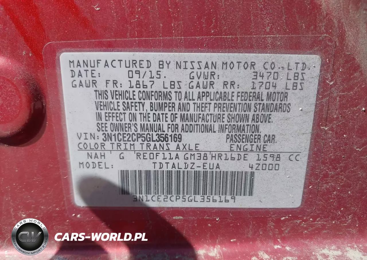 2016 Nissan Versa Note S (Sr)-S Plus-Sl-Sr-Sv VIN:3N1CE2CP5GL356169 - 9