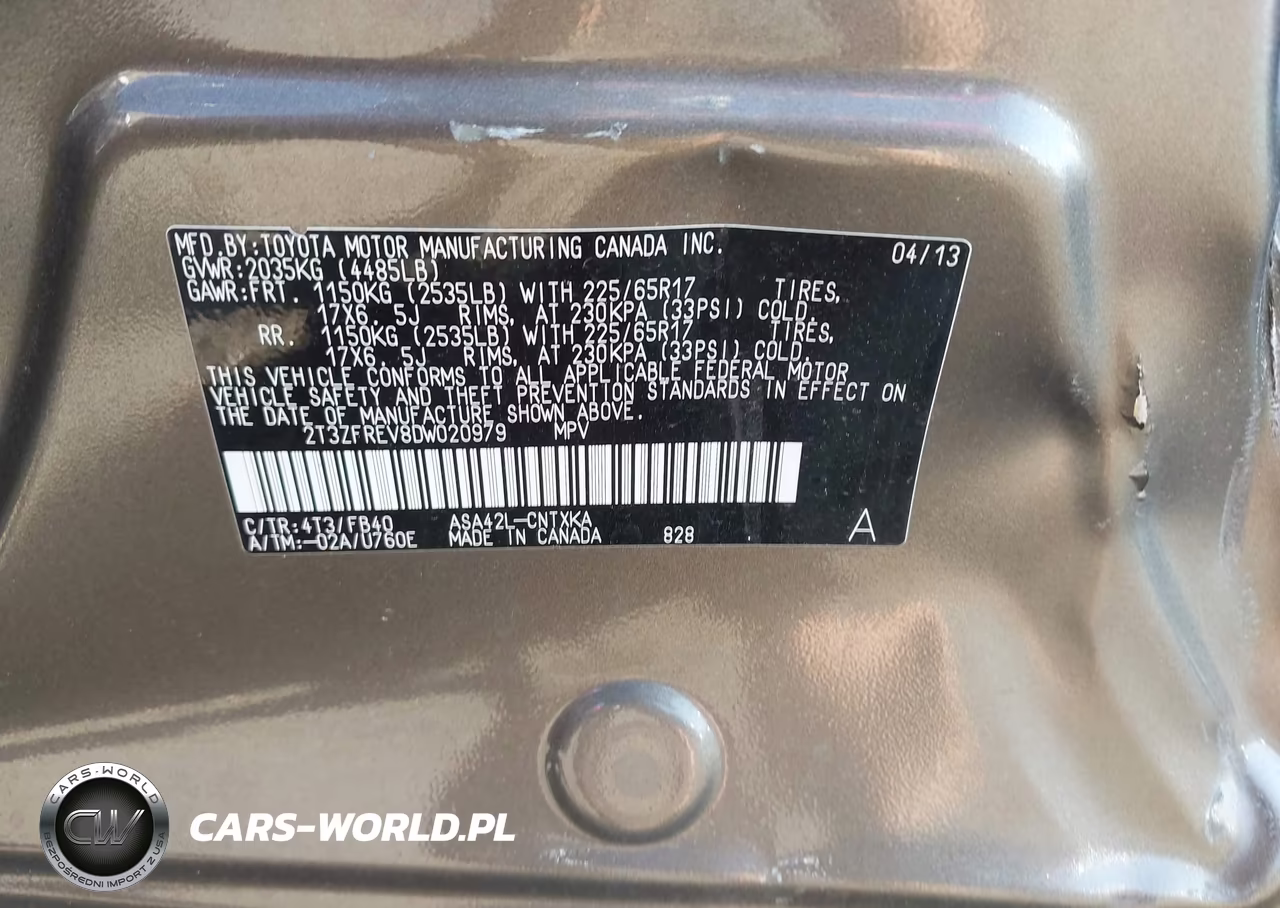 2013 Toyota Rav4 Le VIN:2T3ZFREV8DW020979 - 9