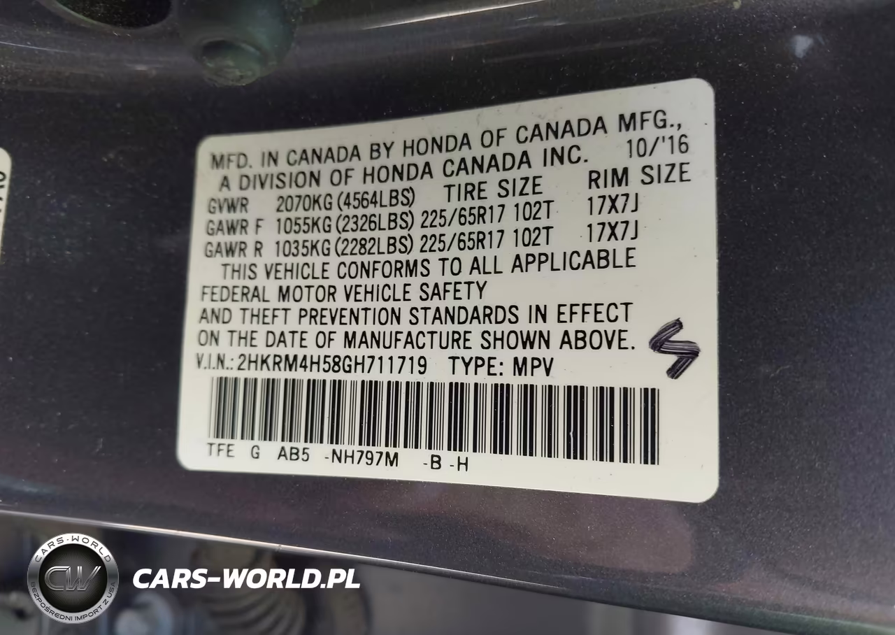2016 Honda Cr-V Ex VIN:2HKRM4H58GH711719 - 9