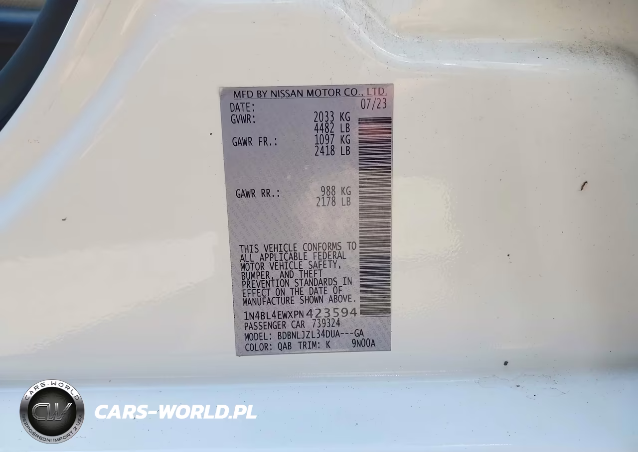 2023 Nissan Altima Sl Intelligent Awd VIN:1N4BL4EWXPN423594 - 9