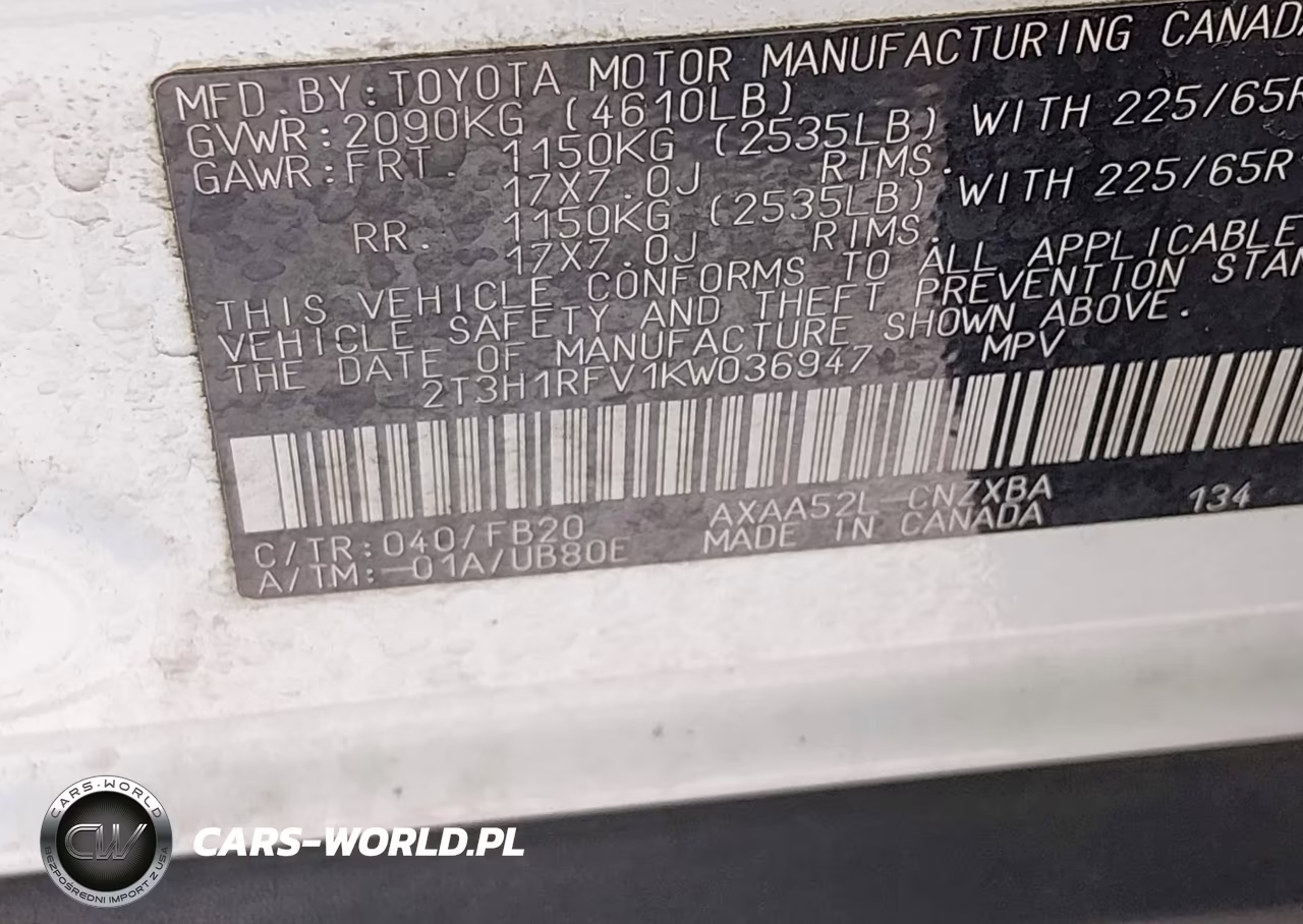 2019 Toyota Rav4 Le VIN:2T3H1RFV1KW036947 - 9