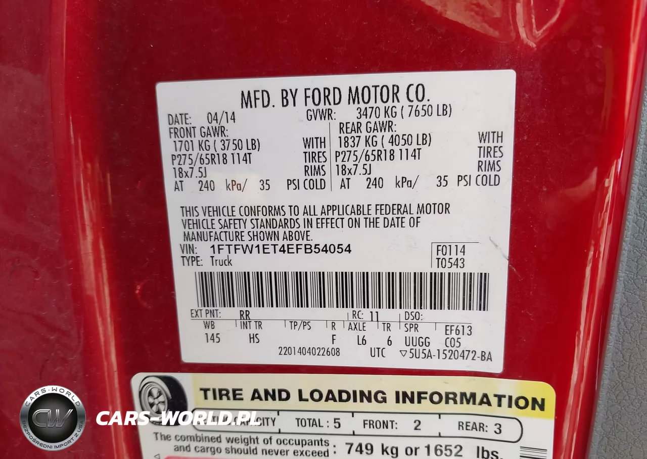 2014 Ford F-150 Lariat VIN:1FTFW1ET4EFB54054 - 9