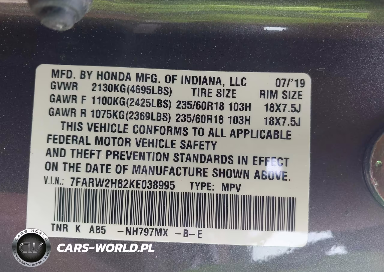 2019 Honda Cr-V Ex-L VIN:7FARW2H82KE038995 - 9