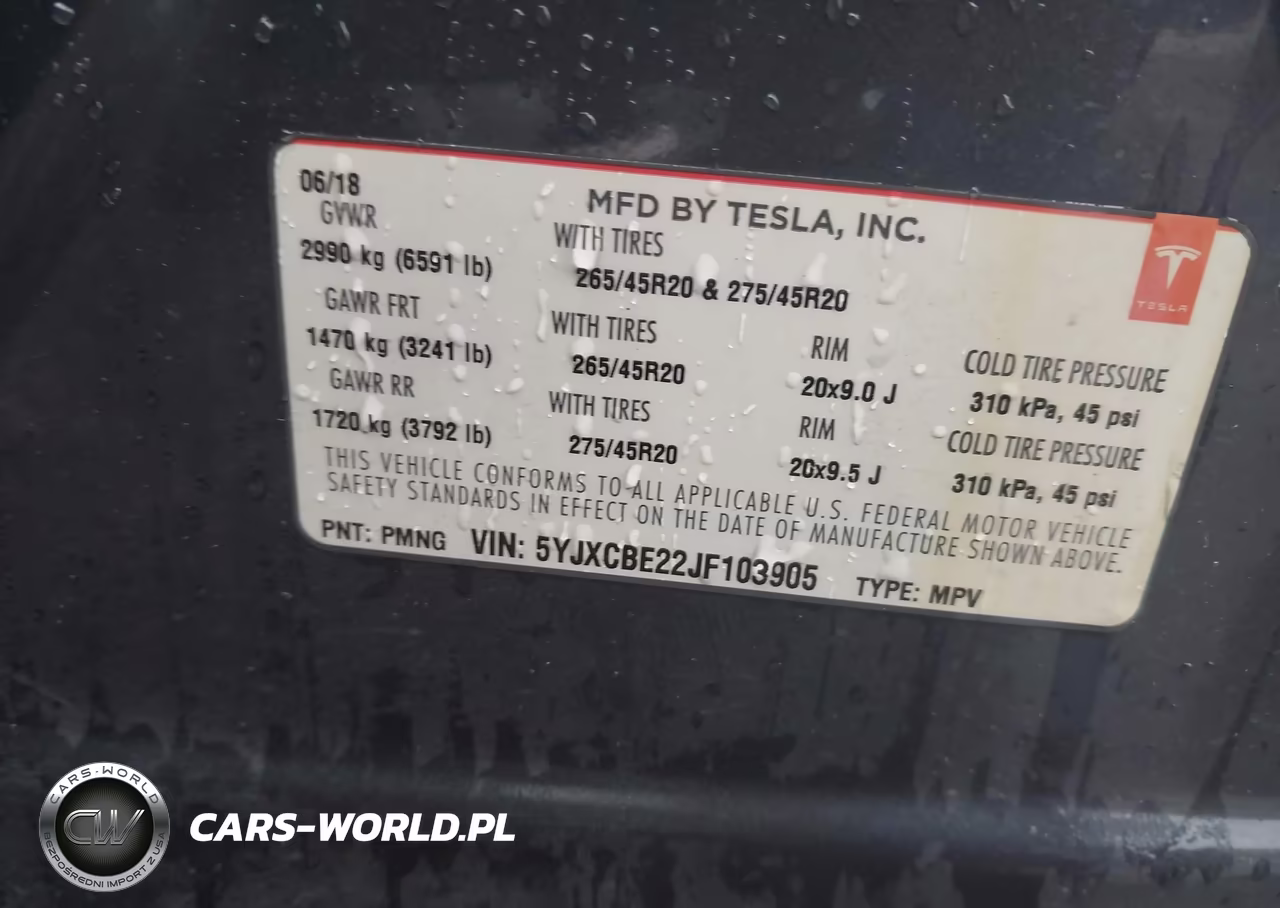 2018 Tesla Model X 100D-75D-P100D VIN:5YJXCBE22JF103905 - 9
