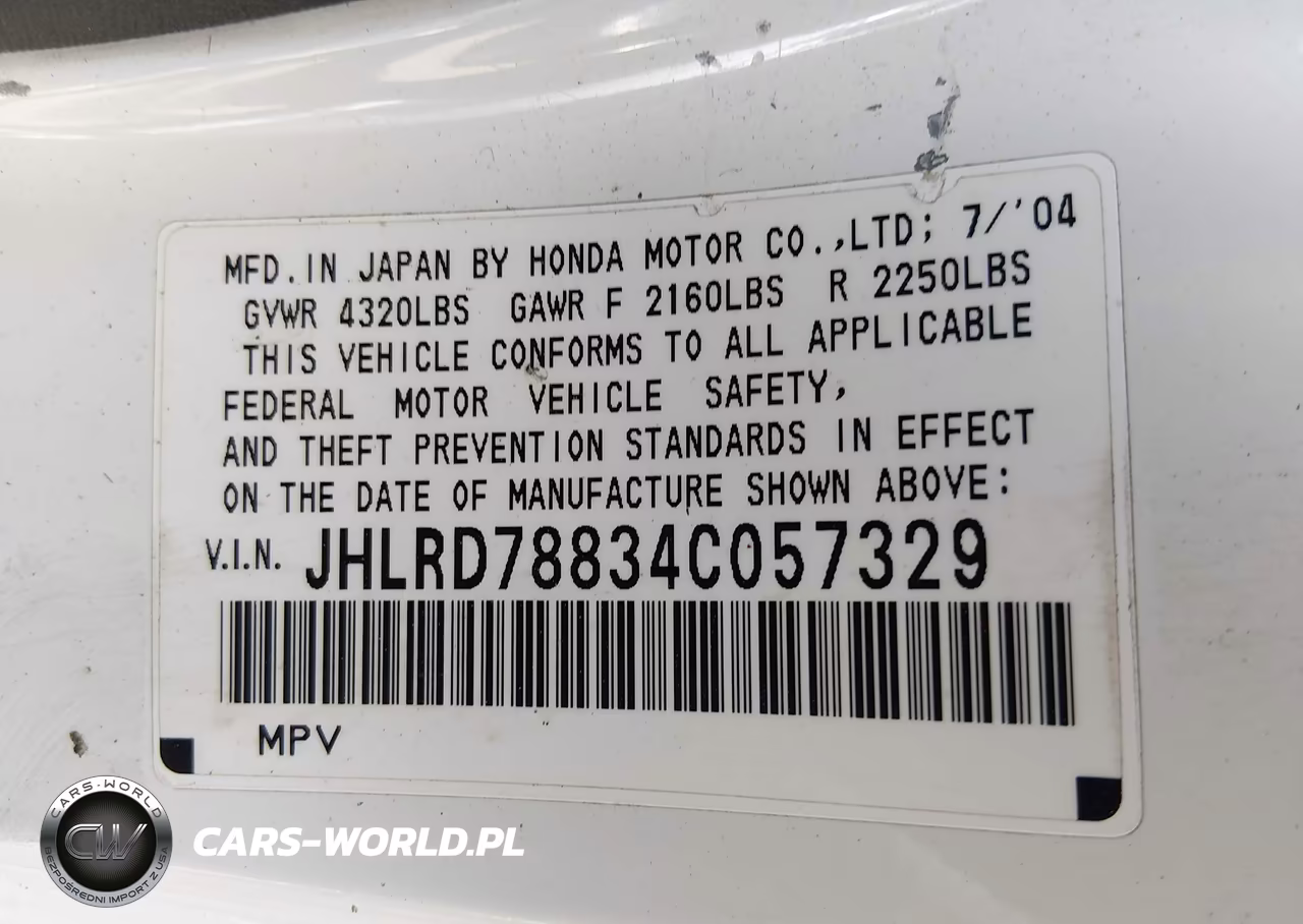 2004 Honda Cr-V Ex VIN:JHLRD78834C057329 - 9