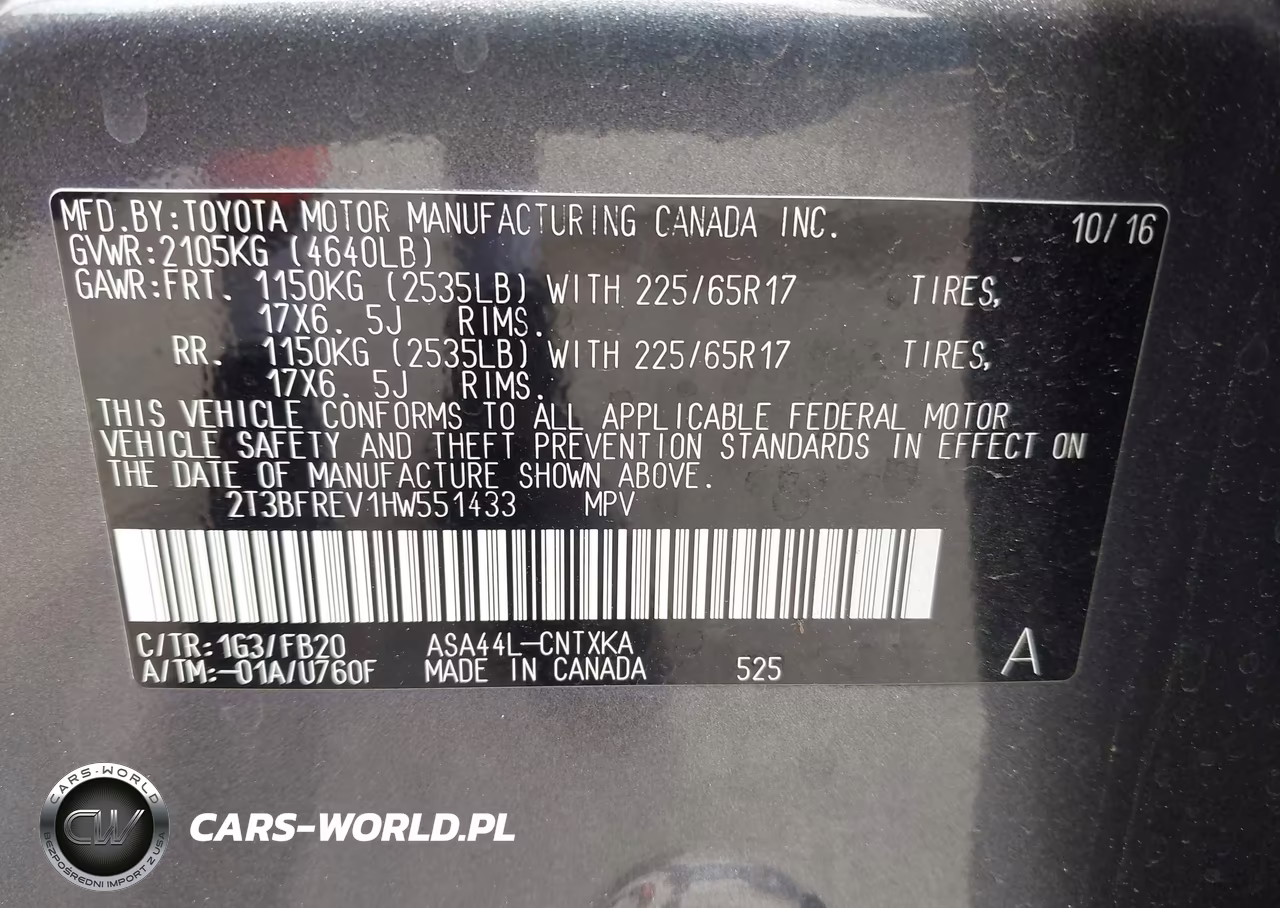 2017 Toyota Rav4 Le VIN:2T3BFREV1HW551433 - 9