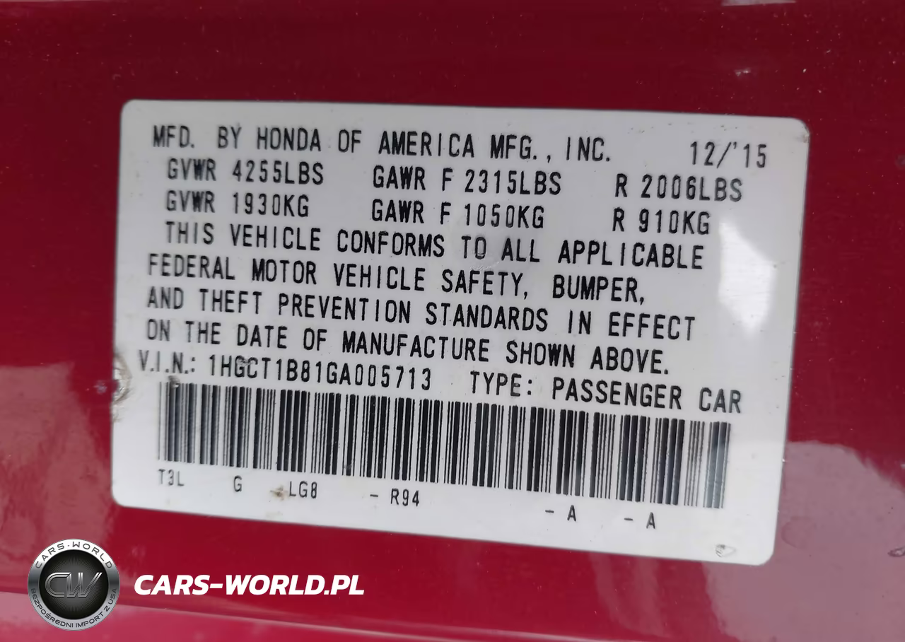 2016 Honda Accord Ex-L VIN:1HGCT1B81GA005713 - 9