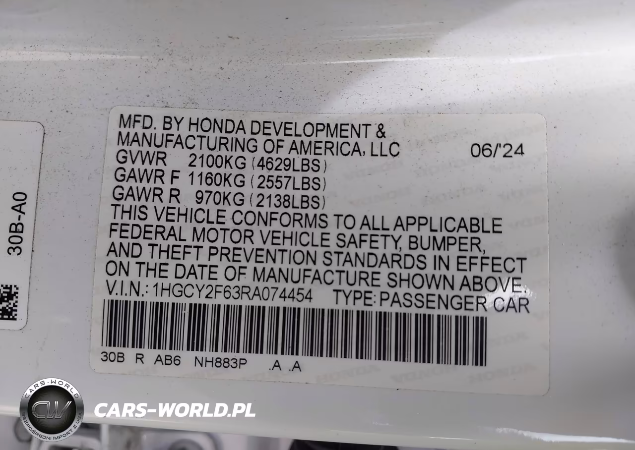 2024 Honda Accord Hybrid Ex-L VIN:1HGCY2F63RA074454 - 9
