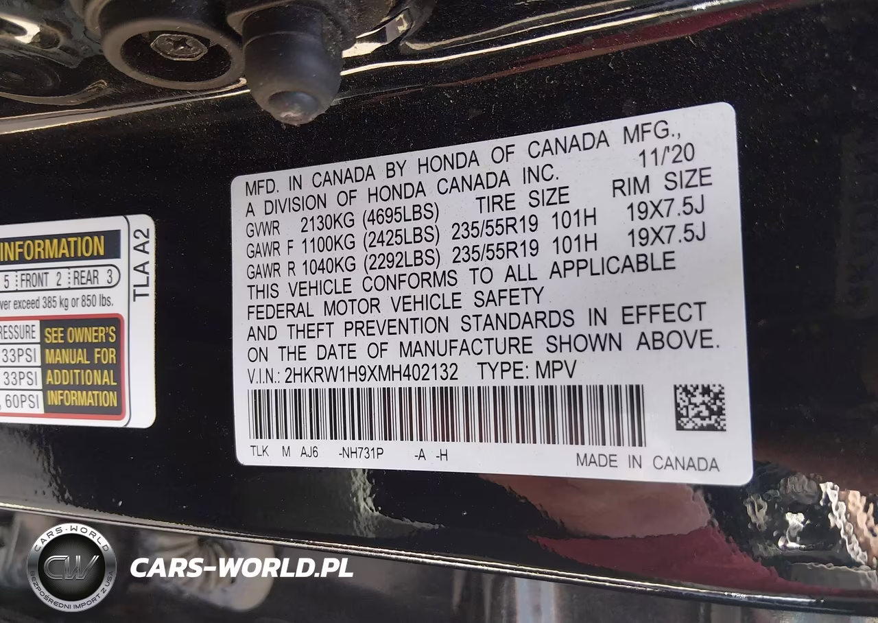 2021 Honda Cr-V 2Wd Touring VIN:2HKRW1H9XMH402132 - 9