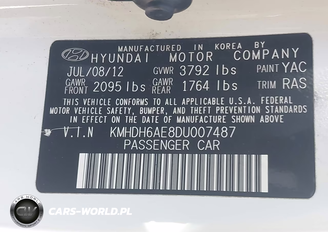 2013 Hyundai Elantra Gs VIN:KMHDH6AE8DU007487 - 9