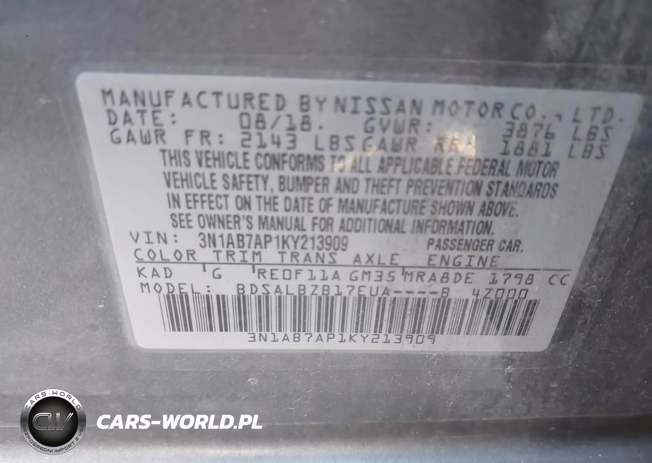 2019 Nissan Sentra S VIN:3N1AB7AP1KY213909 - 9