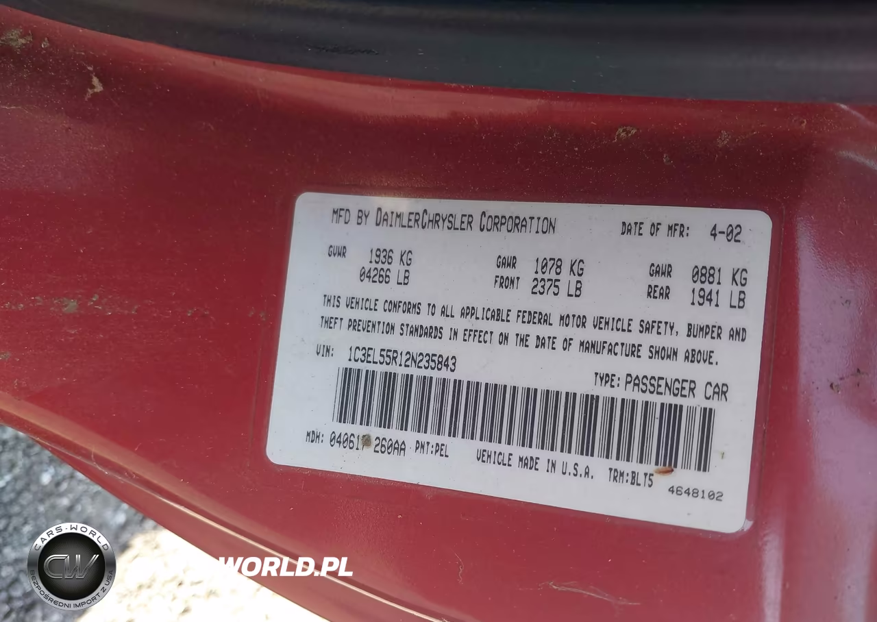 2002 Chrysler Sebring Lxi VIN:1C3EL55R12N235843 - 9